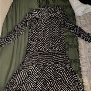 Black and White Geometric Pattern Dress